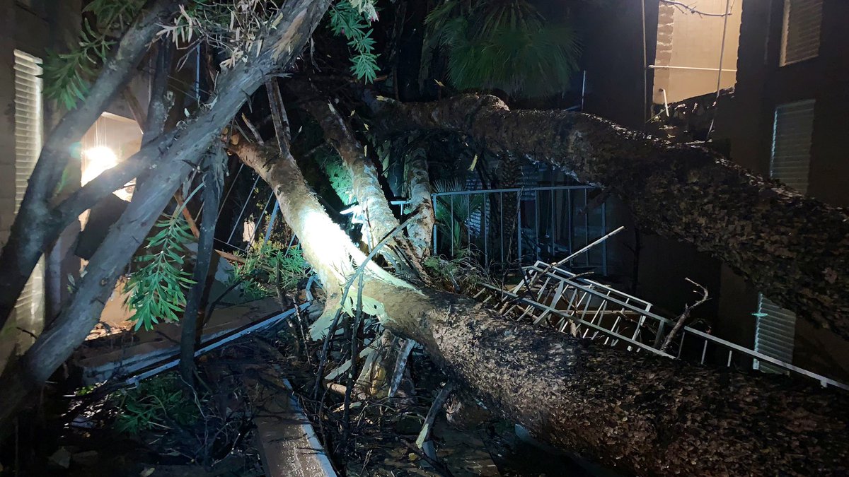 Residents rescued after lightning strikes apartment complex stairs