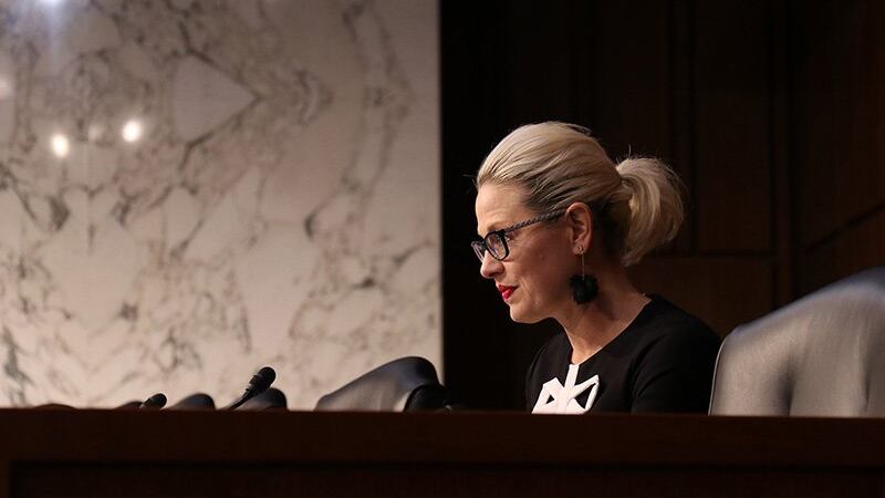 Sen. Kyrsten Sinema, D-Ariz., in a 2019 file photo, was like most lawmakers in the hearing on...
