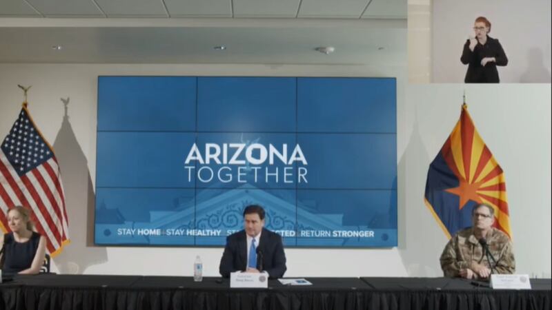 Arizona Gov. Doug Ducey gives a COVID-19 update on April 22, 2020.