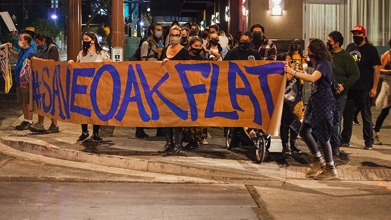 Activists with the group Apache Stronghold head to a vigil at the federal courthouse on...