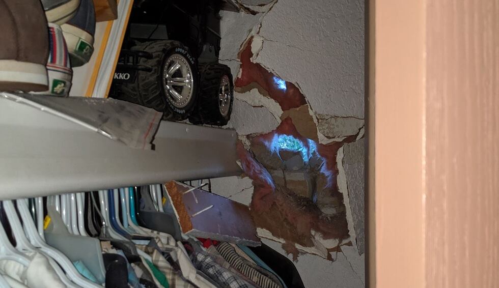 Damage to the inside of the home after it was hit early Saturday morning. No one was seriously...