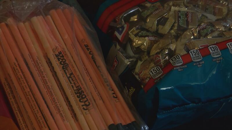 Trick-or-treating Halloween goodies.