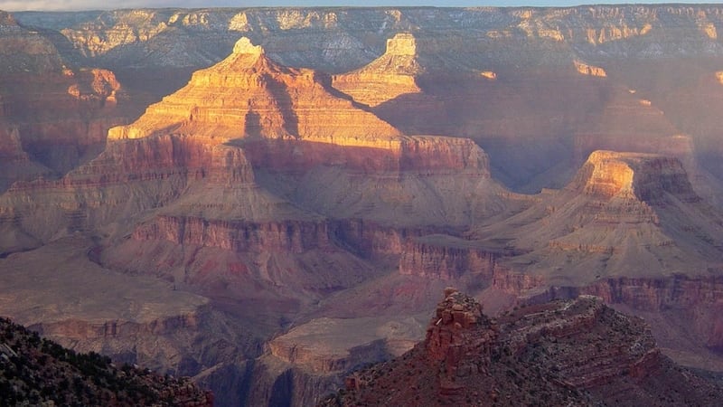 Sunset in Grand Canyon as seen from Grand Canyon Village, AZ.