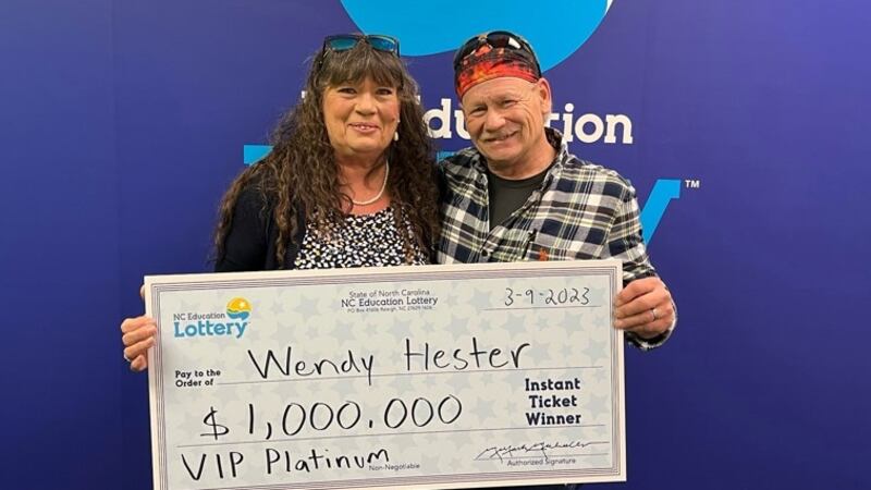 Wendy Hester won the $1 million prize from a $10 VIP Platinum ticket she bought from a mini-mart.