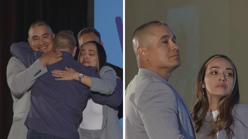 Jovanna Calzadillas and her husband Frank met the blood donor who helped save her life.
