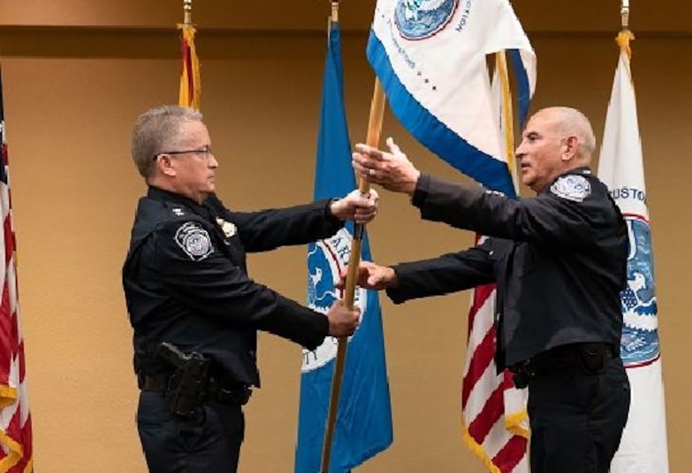 Guidon - XD Howe transfers command to DFO Ramirez (Source: U.S. Customs and Border Protection)