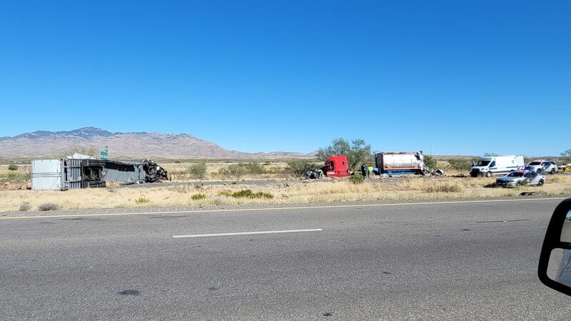 Westbound I-10 was closed because of a crash involving two tractor-trailers just east of Vail...