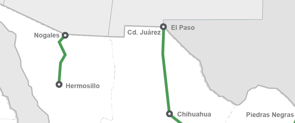 FerroMex Train route going into Nogales, Arizona.