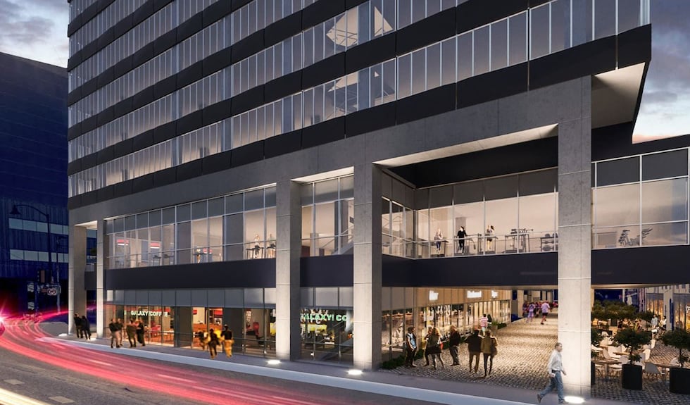 Alley rendering of proposed downtown building. (Source: CBRE)