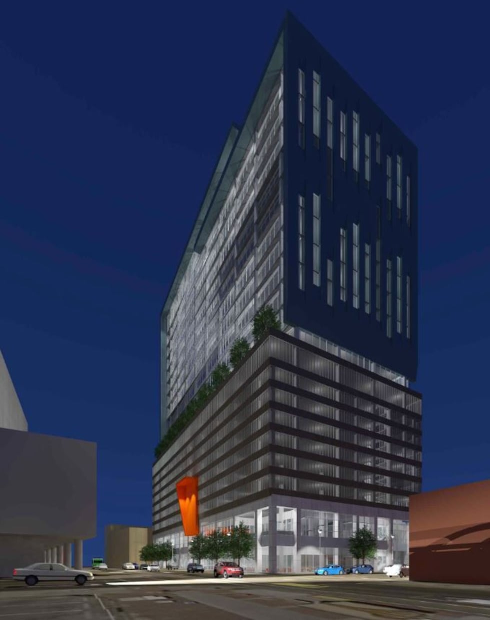 Rendering of proposed downtown building. (Source: CBRE)