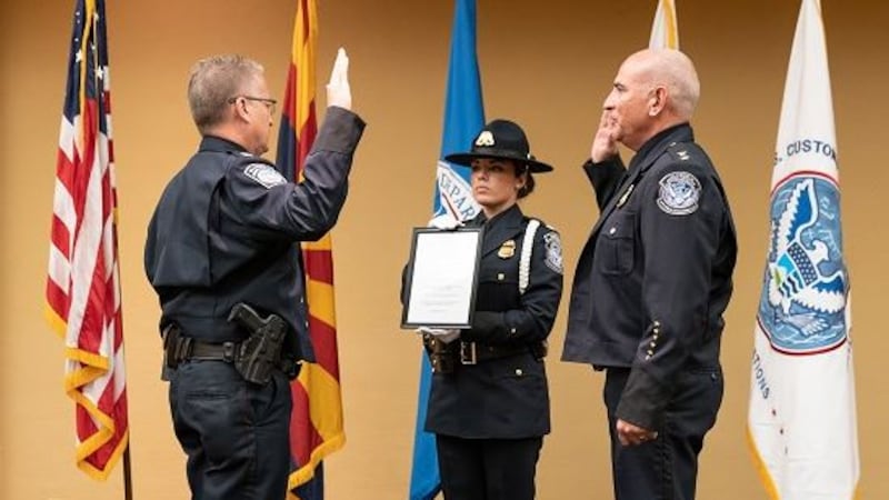 Oath - DFO Ramirez affirming the Oath of Office (Source: U.S. Customs and Border Protection)